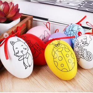 Buy cheap Assorted colors Plastic Easter eggs with Acrylic paint and brush for KIDS DIY painting Wooden and Plastic Easter Eggs from wholesalers