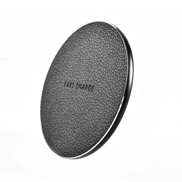 Buy cheap Fashionable Round PU Leather Desktop Wireless Phone Charger 5V 2A 9V 1.67A Input from wholesalers