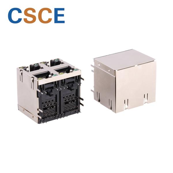 Quality 2 X 2 Port 8P8C Modular Jack , 8 Pin Ethernet Connector LCP Housing Material for sale