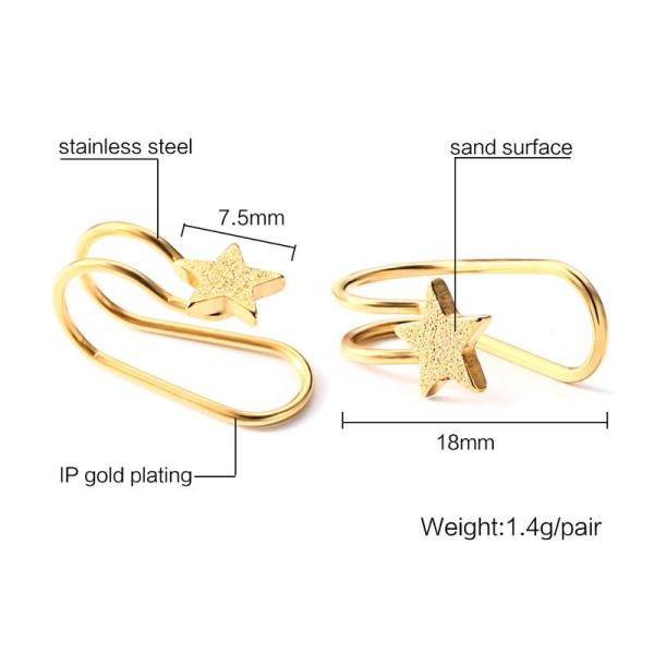Philippines No Hole Gold Stainless Steel Star Clip On Earrings