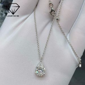 Buy cheap Lab Grown Pear Diamond Necklace 18K Gold VVS-VS Clarity from wholesalers