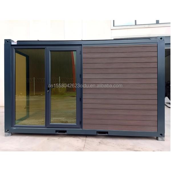 20 FT Customizable Modern Prefabricated Steel Container House with Outdoor Wooden Container and Aluminum Alloy Windows