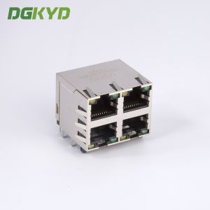 Buy cheap Shield Dual Deck 2x2 Rj45 Lan Modular Jack Four Ports Network Switch Connector from wholesalers