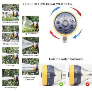 7 Patterns Extended Plastic Garden Water Guns Water Hose Nozzle