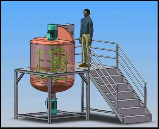 Electrical Heating Top Homogenizer Mixing Tank 2000L For Cosmetics Industry