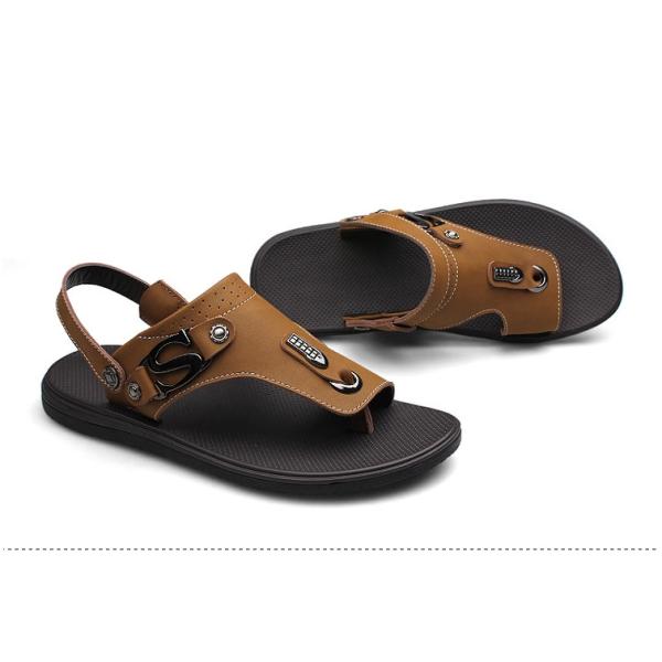 Quality Comfortable Mens Leather Slippers Shoes With Genuine Leather Upper for sale