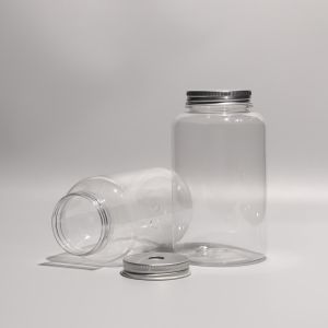 Round Clear PET Bottle with Screw On Aluminum Lid