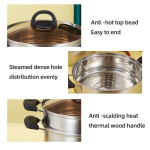 Buy cheap Factory Price Silver Two Layers Stainless Steel Saucepot Food Steamer Pots Soup Pot With Glass Lid from wholesalers