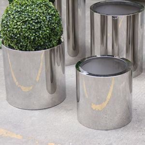 Buy cheap Stainless steel round planter flower pot with mirror finishing from wholesalers