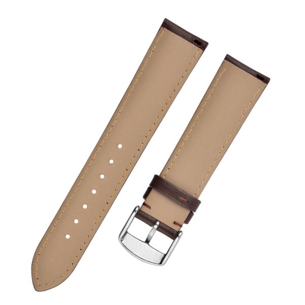 Quick-release Solid Color Leather Watch With Central Bar Clasp
