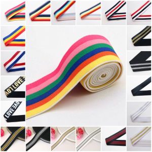 Buy cheap 4cm Rainbow Striped Jacquard Ribbon for Garment Underwear Waistband Jacquard Elastic Band from wholesalers