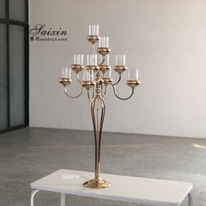 Buy cheap Circle Metal And Crystal Candelabra 10 Arms 3 Arm Gold Wedding Centerpieces from wholesalers
