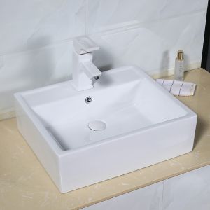 Buy cheap Porcelain Above Countertop Mounted Bathroom Sink 400mm Wide Handcraft from wholesalers
