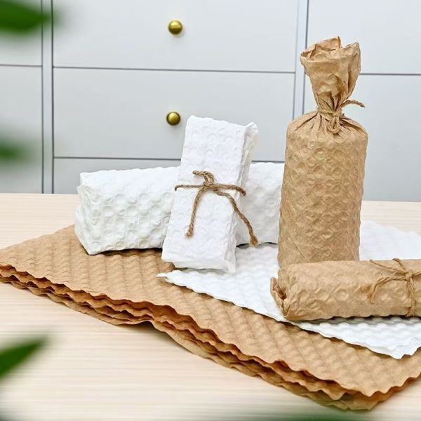 Close-up view of biodegradable bubble wrap texture