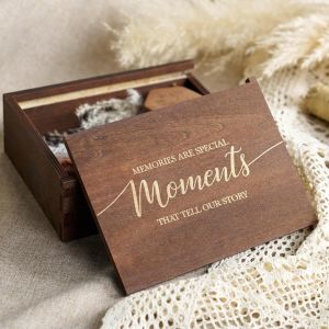 Buy cheap Creative wooden wedding accompaniment gift box souvenir storage box burnt color pull-out wooden solid wood lettering retro  box from wholesalers