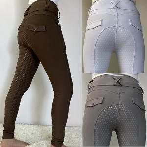 Buy cheap Brown Silicone Horse Riding Pants High Elastic Equestrian Jodhpurs Breeches Women from wholesalers