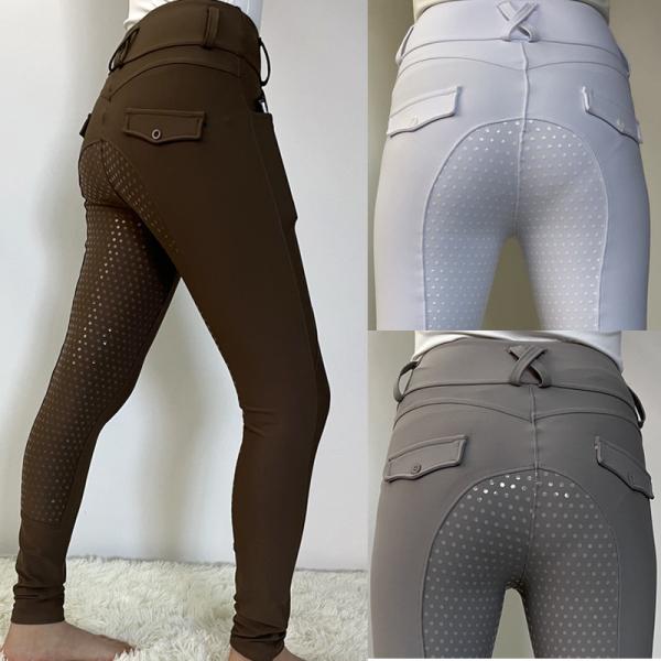Quality Brown Silicone Horse Riding Pants High Elastic Equestrian Jodhpurs Breeches Women for sale