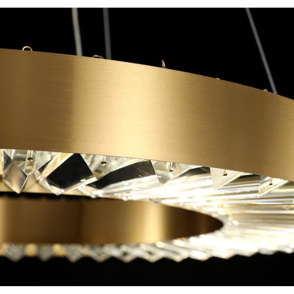 Brushed Brass Dimmable Three Ring LED Modern Ring Chandelier 110V To 240V