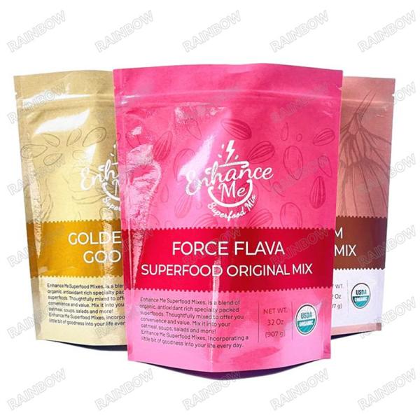 Quality 1.Custom Printed Mylar Bags With Tear Notches For Nutrients Packaging Aluminum Foil Three Side Sealed Top Filling Plasti for sale