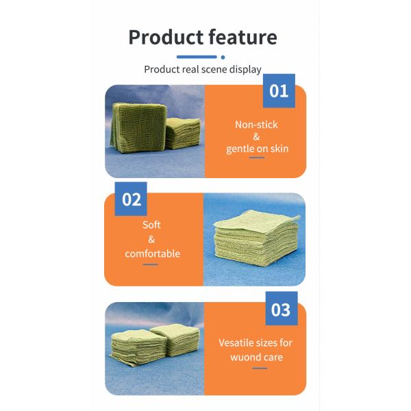 40s 19x6 Green Absorbent Gauze Dressing Non Sterile Adhesive Gauze Pads