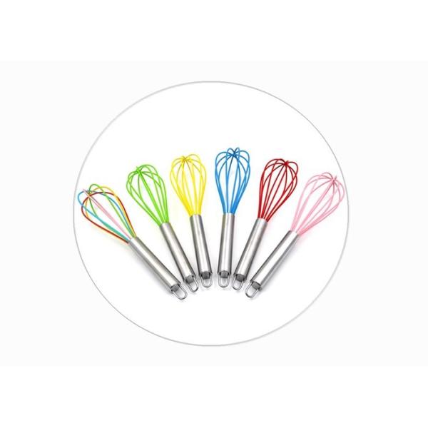Quality Stainless Steel Silicone Egg Beater Handle , Mini Silicone Egg Whisk Easy Clean for sale