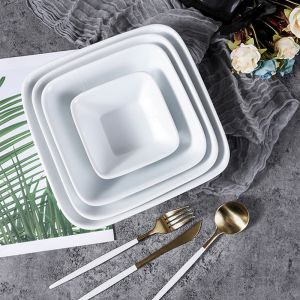 Trapezoidal Plain Porcelain Bowls 8.25cm*23cm