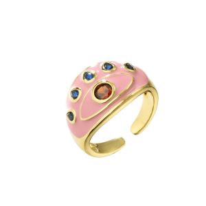 Buy cheap Resizable Dripping Oil Ring Micro Enamel Zircon Evil Eye Ring from wholesalers