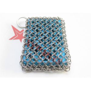 Stainless Steel Silicone Chainmail Scrubbing Pad For Cast Iron Skillets Cleaning