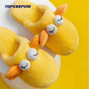 China Female Cartoon Plush Fluffy Winter Slippers For Bedroom on sale