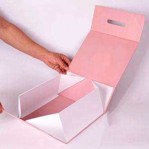 Buy cheap Pink Magnetic C1S C2S Foldable Packaging Box With Ribbon Closure from wholesalers
