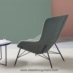 Flax Upholstered 88CM 90CM Leather And Iron Dining Chairs