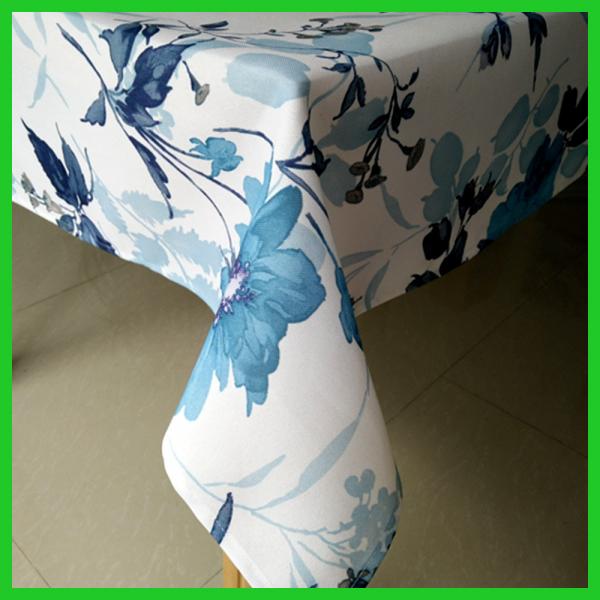 Quality Blue flowers printed design table tablecloths for daily life used of made in China for sale