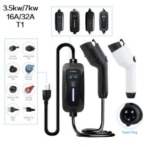 7kw 3.5kw 16A 32A SAE J1772 Type 1 Indicator Light Portable Car EV Charger