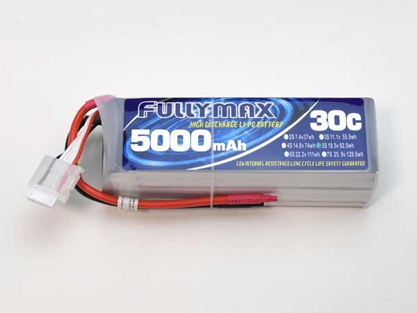 FULLYMAX LiPo Battery Pack 30C 5000mAh 5S 18.5V for RC Heli, Fix-wing aircraft,