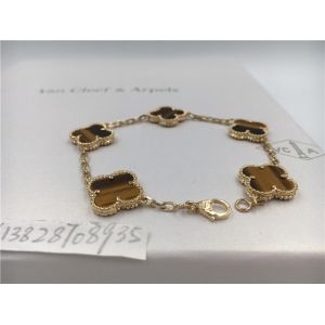 Buy cheap Vintage Style  5 Motifs 18K Gold Bracelet With Tiger'S Eye Stone / Flower Shape from wholesalers