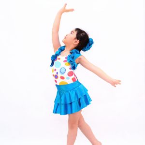 Buy cheap 2 In 1 Jazz Tap Costumes Cercle Confetti Bodice Ruflle Halter Neck Leotard Tiered Skirt Outfit from wholesalers