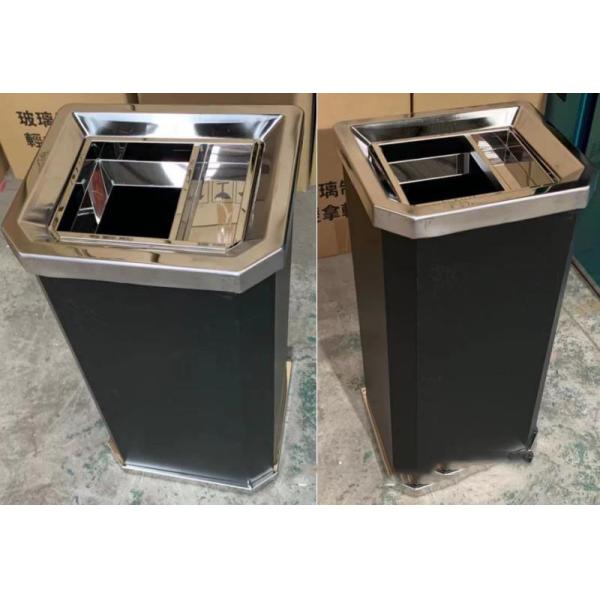 Hotel Lobby Stainless Steel Trash Can with Ashtray Hotel Elevator Corridor Vertical Ash Bucket
