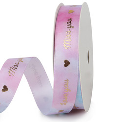 Buy cheap Ribbon for Bouquets Silver stamping logo Band For Wedding Party Romantic Satin Printed Ribbon from wholesalers