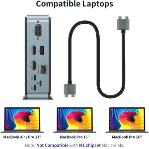 Buy cheap Thunderbolt 3 Dock Dual 4k 60hz 2 RJ45 Gigabit Ethernet from wholesalers