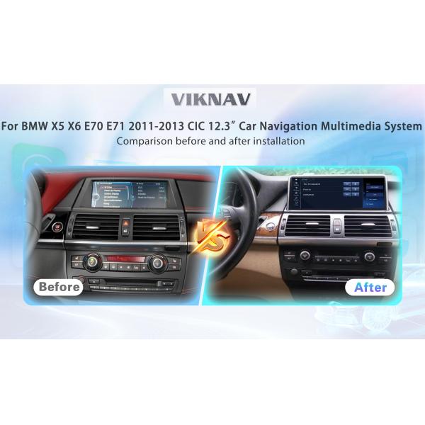 Viknav Car Waterproof Double Din Radio 12.3 Inch GPS System For BMW X5 X6 E70 E71 2011-2013
