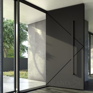 Buy cheap Malaysia  Style  Light Pattern Security Steel Matte Black Finish Bright Color  Pivot Door with Stainless Steel Handle from wholesalers