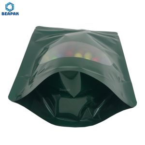 Buy cheap Glossy Green Transparent Window 120 Micron Self Standing Pouches from wholesalers