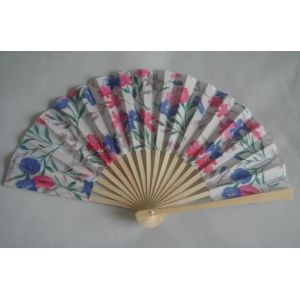 China 21cm Folding Hand Fans / Foldable Fan With Print Silk Fabric on sale