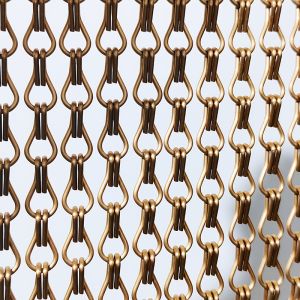 Gold Anodized Chain Mail Decorative Metal Link Mesh Curtain Aluminium Alloy Coil