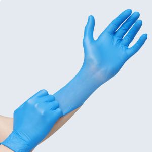 Buy cheap ISO13485 6Mil Nitrile Exam Gloves Medium / Disposable Hospital Gloves product