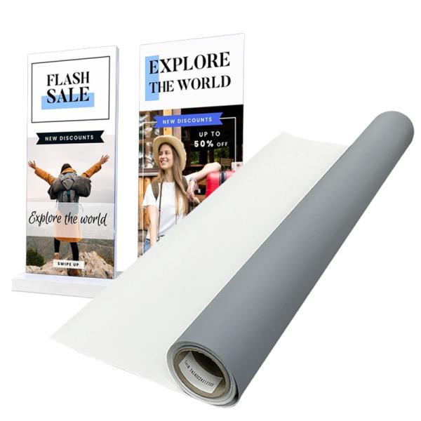 Quality Greyback Polyester Block Out Textile Roll Fabric For Exhibition Prints Roll Up Banners for sale