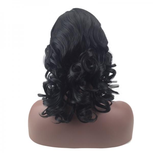 Buy cheap Makeup Supplier wholesale High quality chemical fiber hair 1B natural color high temperature silk black wigs from wholesalers