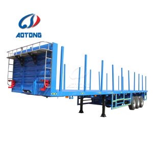 Buy cheap 45ft Flat Platform Semi-Trailer Rim 9.00-22.5 3 Axles Shipping Container Carrier from wholesalers