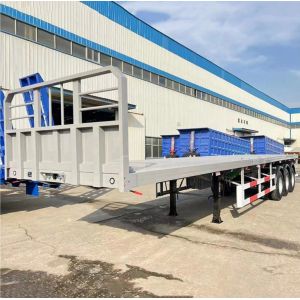 Buy cheap 40FT Low Boy Platform Heavy Skeleton Flatbed Transport Truck Semi Trailer For Various Roads from wholesalers