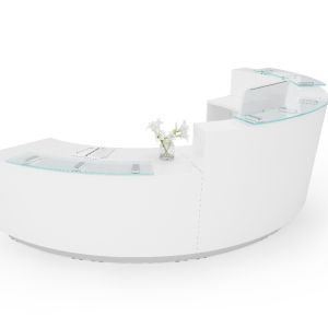 High Gloss Painting Glass Top Reception Desk For Meeting Room Furniture